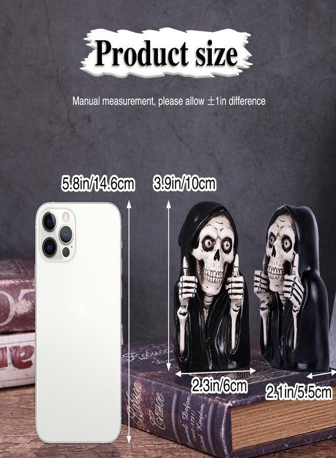 XIAOMAGG Funny Skeleton Figurine- 3.9inch Gothic Grim Reaper Skeleton Knick Knacks,Thumbs Up Mini Skull Figurines,Resin Punk Halloween Home Decor Statue,Retro Death Figurine Dark Humor Gifts for Women - Image 3
